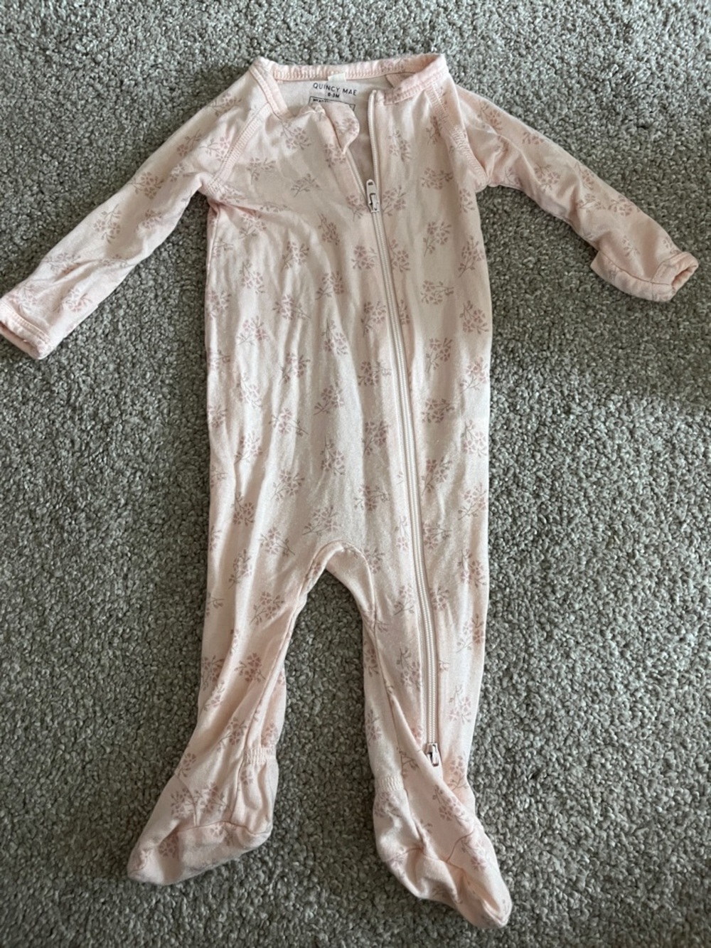 Quincy Mae Light Pink Floral Footed One-Piece Pajama